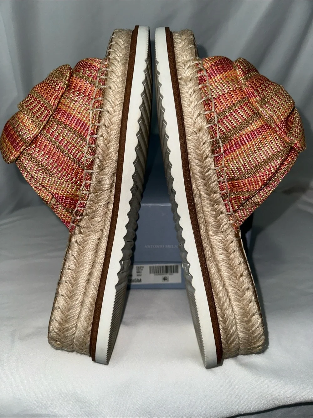 ANTONIO MELANI Terracotta Pink Knotted Espadrille Slides